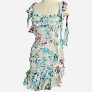 Rococo Sand Floral Mini Dress with Ruffle trim szXS $119